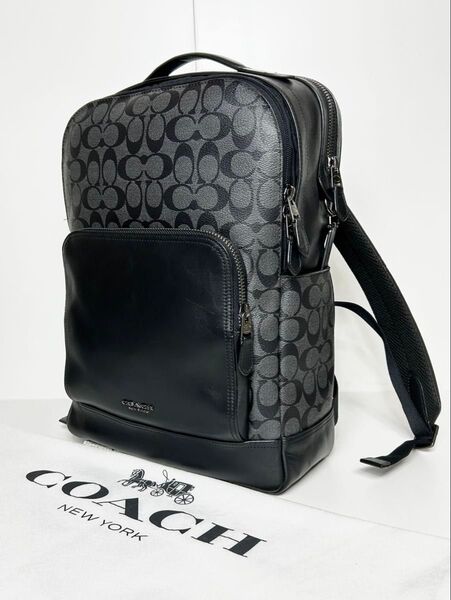 【美品】定価6万 コーチ メンテ済み COACH メンズ ビジネス レザー バッグ ブリーフケース バックパック リュック 本革