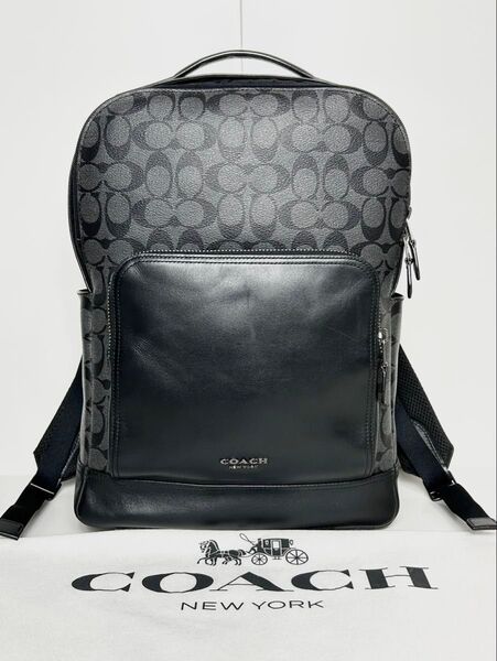 【美品】定価6万 コーチ メンテ済み COACH メンズ ビジネス レザー バッグ ブリーフケース バックパック リュック 本革