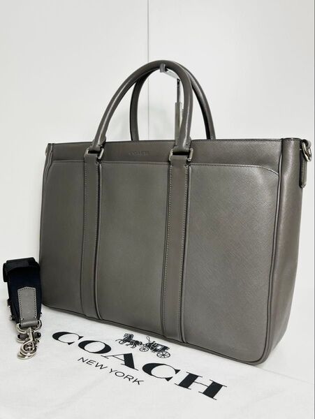 【良品】定価9.4万 コーチ メンテ済み COACH メンズ ビジネス 2way バッグ 本革 レザー トート ショルダーバッグ