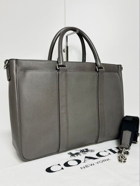 【美品】定価9.4万 コーチ メンテ済み COACH メンズ ビジネス 2way バッグ 本革 レザー トート ショルダーバッグ