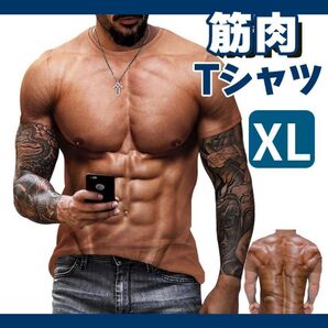 在庫処分!大特価!XL Tシャツ 筋肉 マッチョ コスプレ 一発芸 余興 忘年会 サプライズ 衣装 仮装 おもしろ 筋肉Tシャツ