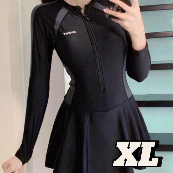 XL 水着 レディース ワンピース ラッシュガード 長袖 フィットネス UV 体型カバー