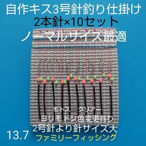 キス 自作仕掛け 2本針(10セット) キス針3号匿名配送 ハンドメイド釣り時期