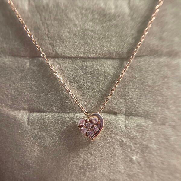 先約済み 購入しないでK10 ピンクゴールド スタージュエリー 0.06ct ダイヤモンド ハートパヴェ ネックレス