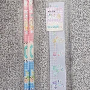 ちいかわ 定規 15センチ 赤 青 鉛筆 6角軸 サンスター