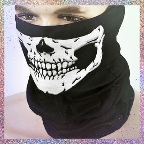 スカル フェイスカバー ドクロ 黒 死神 コスプレ 日焼け防止 夏 マスク バイク
