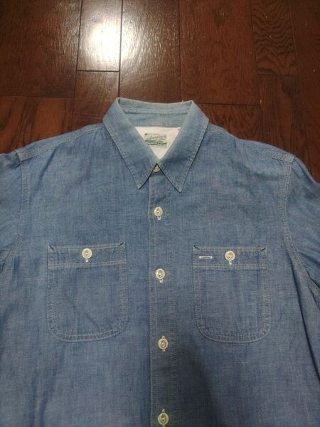 Burgus plus シャンブレーシャツ デニムシャツ 長袖シャツ S