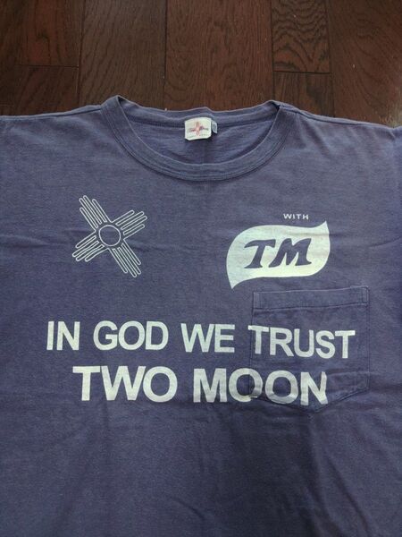 two moon Tシャツ 40 42 古着 紫 ナス紺