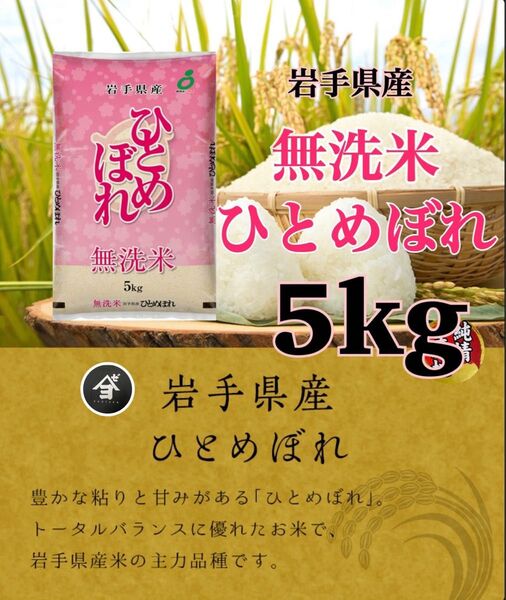 米 白米 精米【岩手県産無洗米ひとめぼれ5kg】岩手の代表品種でございます♪モチモチ柔らか♪