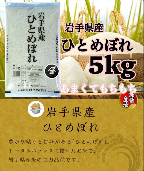 米 白米 精米【令和6年産岩手県産ひとめぼれ5kg】岩手の代表品種でございます♪モチモチ柔らか♪