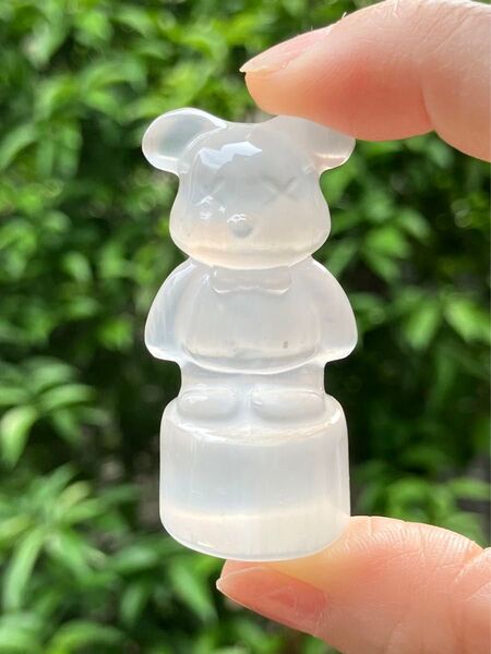 美品 セレナイト 天然石 クマ 彫物 彫刻 置物 インテリア