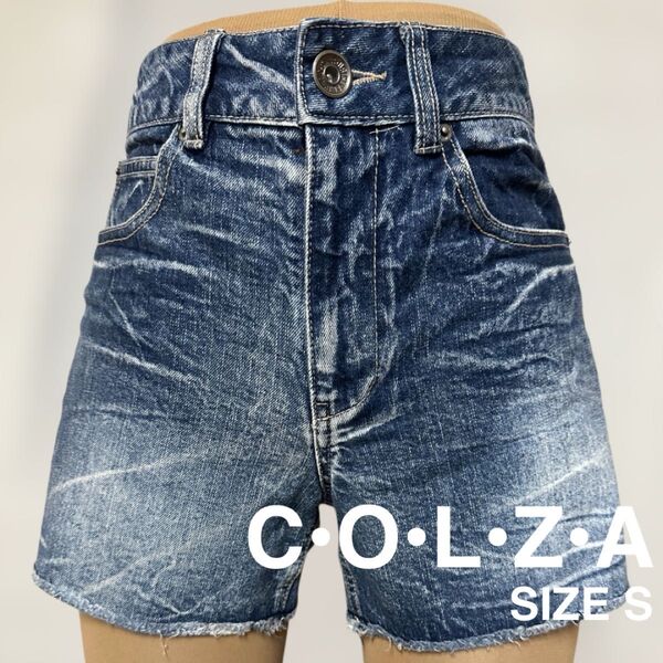 COLZA デニムショートパンツ カットオフ Sサイズ ブルー