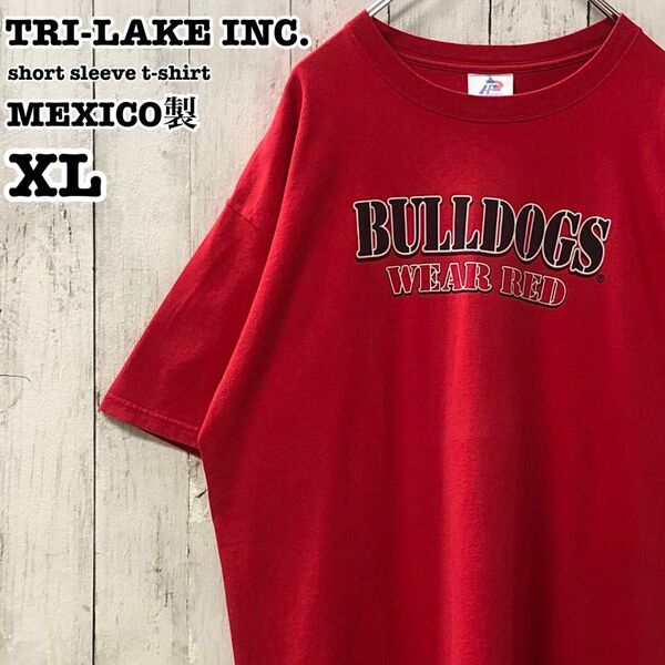 TRI-LAKE INC. メキシコ製 US アメリカ古着 ブルドッグス チーム 両面プリント 半袖Tシャツ XL