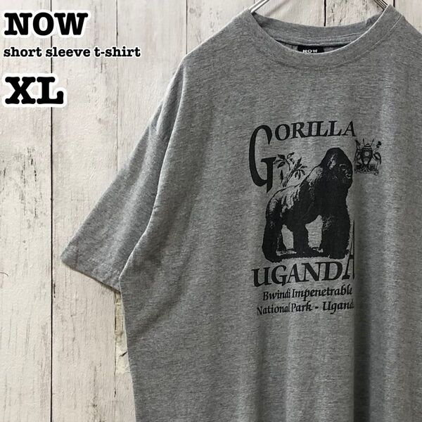 NOW US アメリカ古着 ゴリラ アニマル 両面プリント 半袖Tシャツ XL