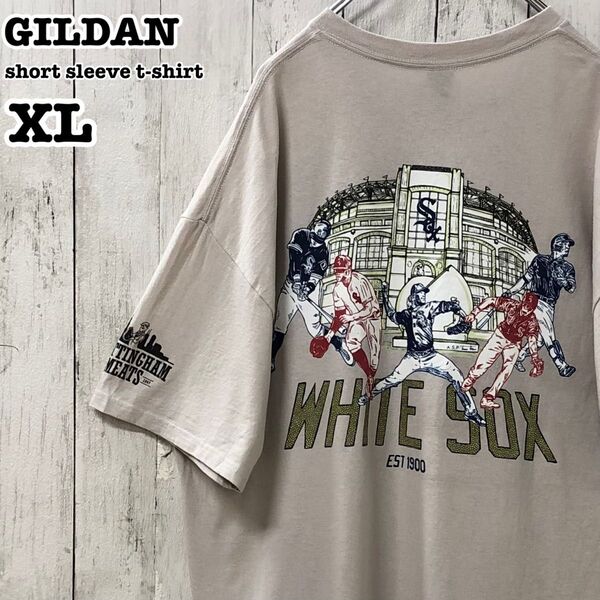 ギルダン US アメリカ古着 MLB シカゴ・ホワイトソックス 両面プリント 半袖Tシャツ XL