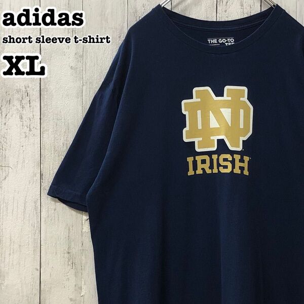 アディダス US アメリカ古着 ノートルダム 両面プリント 半袖Tシャツ XL