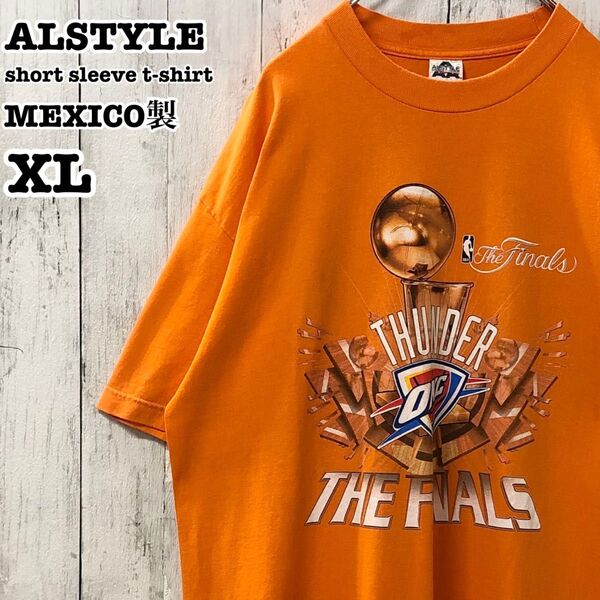 ALSTYLE US アメリカ古着 NBA OKC 両面プリント 半袖Tシャツ XL