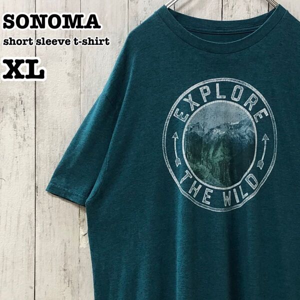SONOMA US アメリカ古着 アウトドア プリント 半袖Tシャツ XL
