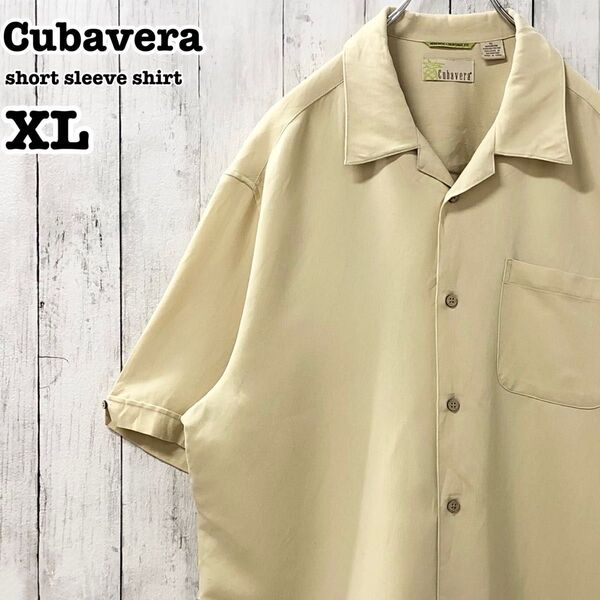 Cubavera US アメリカ古着 ワンポイント刺繍ロゴ 半袖 開襟 シャツ XL