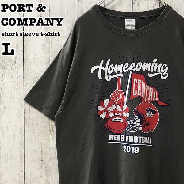 PORT&COMPANY US アメリカ古着 フットボール 両面プリント 半袖Tシャツ L