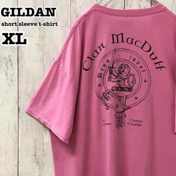 ギルダン US アメリカ古着 紋章 両面プリント 半袖Tシャツ XL