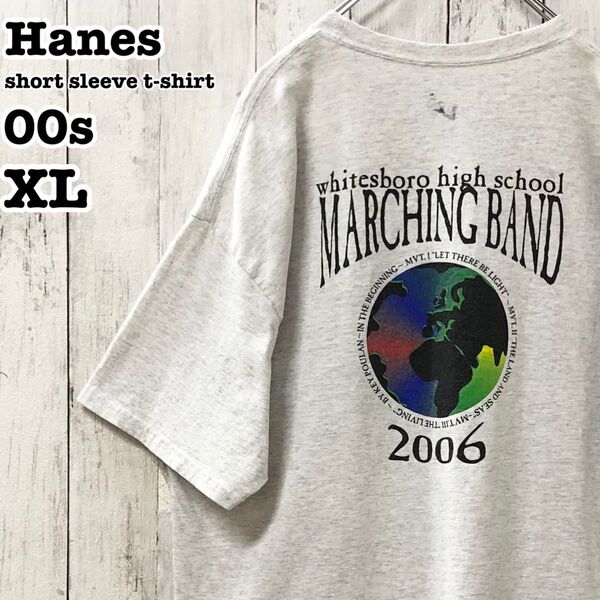 00s ヘインズ US アメリカ古着 マーチングバンド 両面プリント 半袖Tシャツ XL