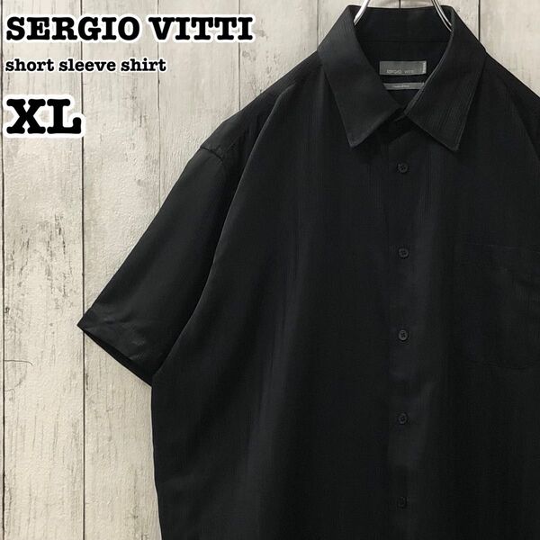 SERGIO VITTI US アメリカ古着 同色ストライプ 半袖 ポリエステルシャツ XL