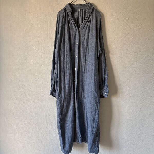 無印 無印良品 MUJIインド綿 二重ガーゼ シャツワンピース