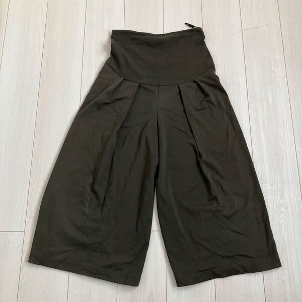 マタニティパンツ L エルフィンドール オリーブ色 ハイウエスト ワイドパンツ ボトムス