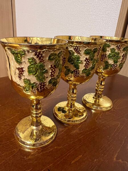 ヴィンテージトルココーヒーカップ3個セット アンティーク ワイングラス