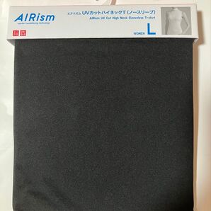 新品!ユニクロ エアリズム UVカットハイネックT(ノースリーブ) Lサイズ 黒