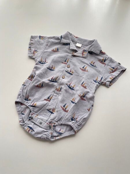 teteatete ロンパース シャツ 半袖 ブルー 80サイズ