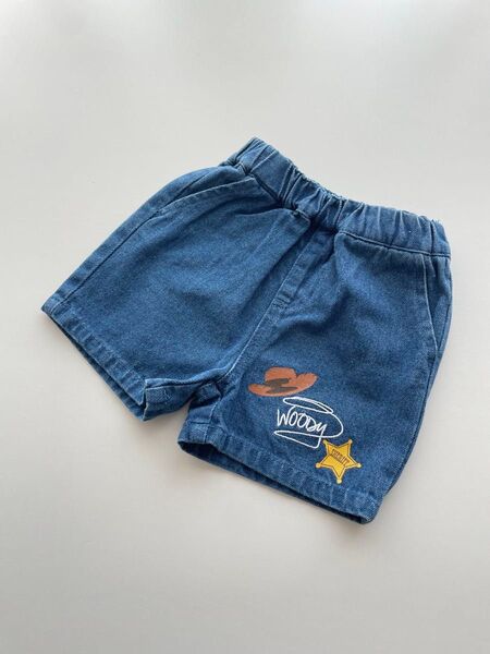 トイストーリー デニムショートパンツ ウッディ ショートパンツ ハーフパンツ キッズ デニム 半ズボン 90サイズ