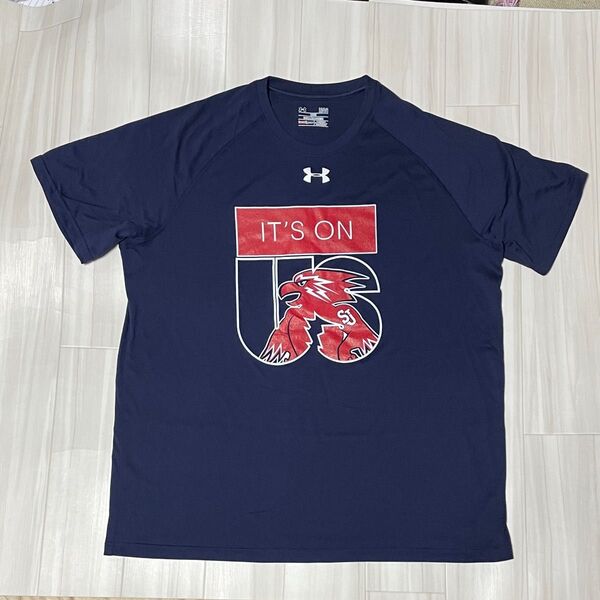 アンダーアーマーUNDER ARMOURTシャツ ネイビーUSサイズL身幅約57、着丈約70ユーズド品洗濯済み。全体的に綺麗な美品