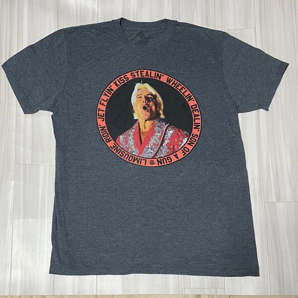 WWE公式プロレスTシャツグレーUSサイズL身幅約53、着丈約72ユーズド品洗濯済み。プリント部分綺麗です。プロレスファンの方に。