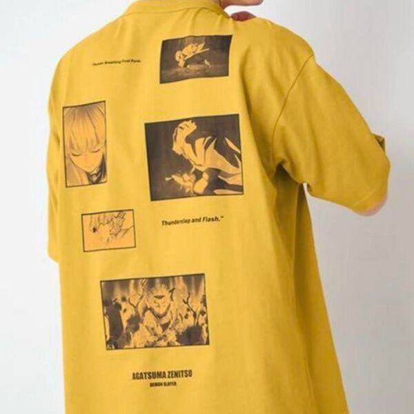 新品GU×鬼滅の刃コラボ オーバーサイズ Tシャツユニセックス Mサイズ 我妻善逸