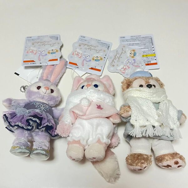 ダンシングスノーフレークス ぬいぐるみバッチ ぬいば ダッフィー ステラ・ルー リーナベル タグ付き 3体セット まとめ売り