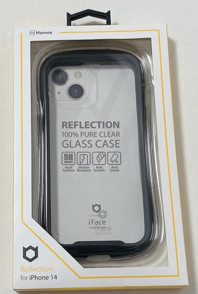 iFace Reflection iPhone 14 専用 ケース クリア 強化ガラス (ブラック)