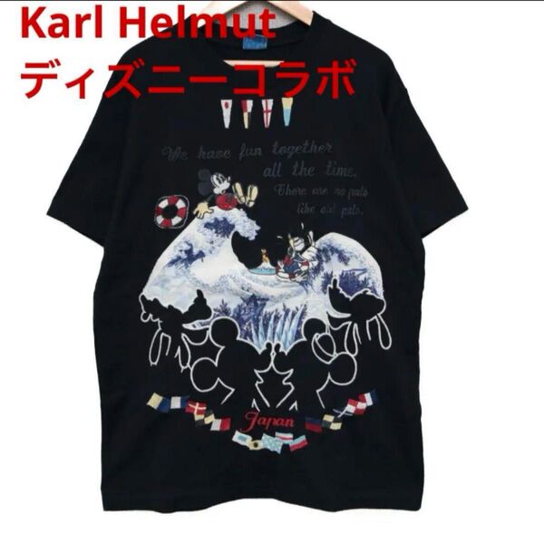 【極美品】カールヘルム ディズニー コラボ Tシャツ Mサイズ 刺繍 ミッキー ブラック