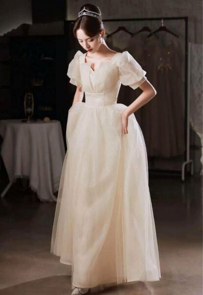 大幅値下げSALE中!!!!!!ウエディングドレス エレガントなカラードレス結婚式・前撮り・二次会に最適 M ピンク