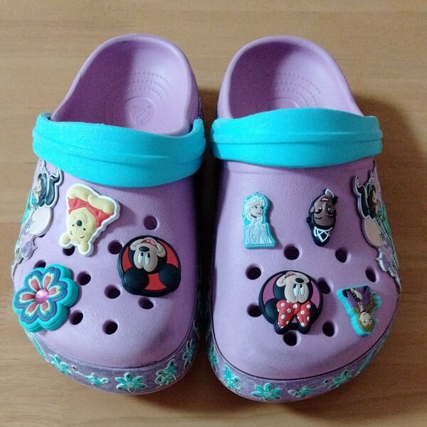 crocs クロックス サンダル ディズニー ジビッツ 付きパープル20cm