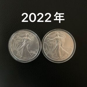 2枚セット 2022年 アメリカ イーグル ウオーキン グ リバティ 純銀 1オンス 銀貨