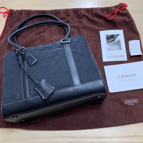 COACH ハンドバッグ ブラック レザー 保存袋付き