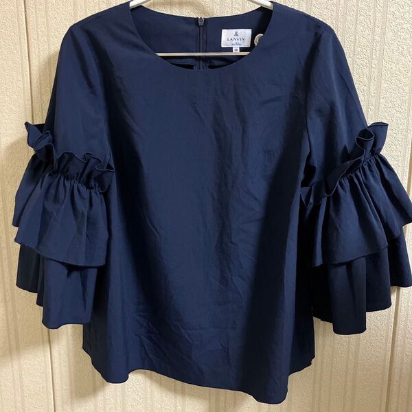 LANVIN en Bleu ランバンオンブルー フリル袖 ブラウス 38