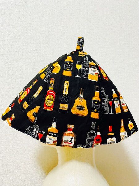 サウナハット ハンドメイド サウナ ウィスキー柄 ゆったり大きめサイズ