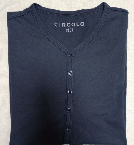 【美品】チルコロ 1901 ヘンリーネックTシャツ カットソーМネイビー
