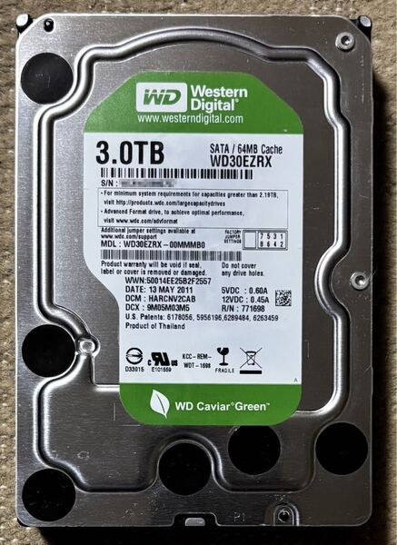 WD Green WD30EZRX SATA3 3TB HDD