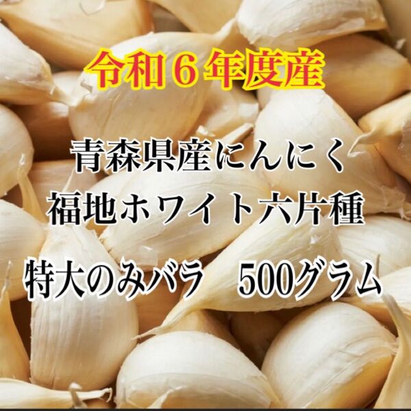 令和6年度産!!青森県産にんにく 福地ホワイト六片 特大のみ バラ 500グラム