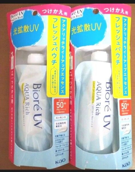 ビオレUV アクアリッチ ライトアップエッセンス フレッシュパウチ 120g×2個セットつけかえ用 日焼け止め 顔・体用 花王