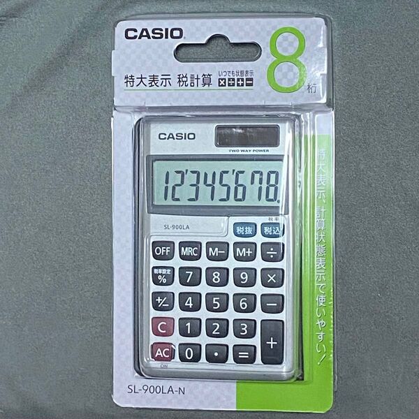 新品 CASIO カシオ 電卓 SL-900LA-N 税計算 時間計算 計算状態機能付き 8桁